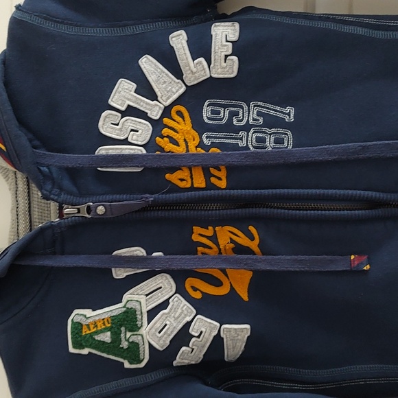 Aeropostale XS Blue Varsity Thermal Hoodie - Picture 2 of 11